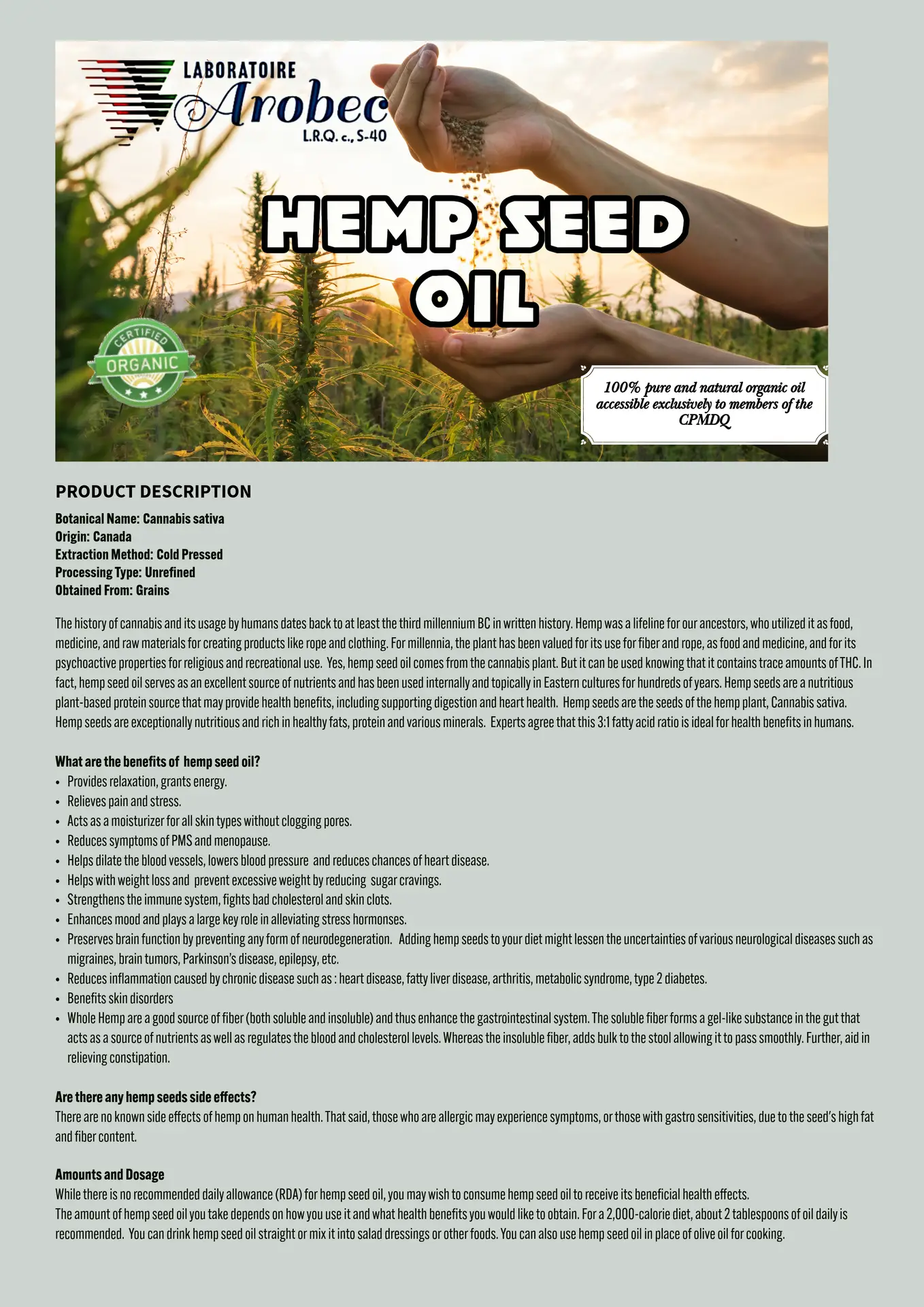 HEMP SEED Oil 118ml Organic (Unrefined) - Image 3